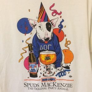 Spuds Mackenzie Bud Light Screen stars tee sz L